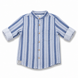 Kids Boys Blue Striped Roll Up sleeve Shirt