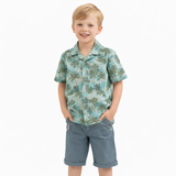 Kid Boys Safari Collar Neck Half Sleeve Printed Shirt