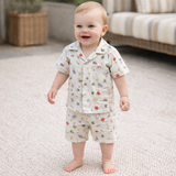 Baby Boys Safari Collar Neck Shirt With Shorts(2pcs Co-ord Set)