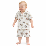 Baby Boys Safari Collar Neck Shirt With Shorts(2pcs Co-ord Set)