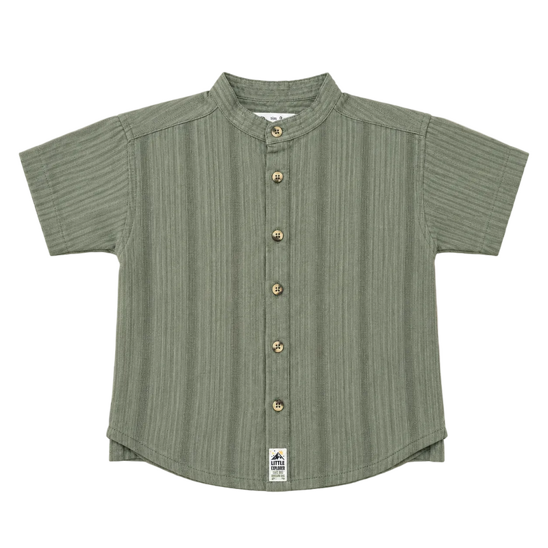 Baby Boys Olive Drop Shoulder Half Sleeve Shirt