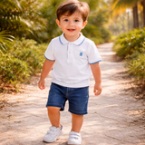 Baby Boys Collar Neck Half Sleeve White Polo T-Shirt
