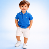 Baby Boys Collar Neck Half Sleeve Blue Polo T-Shirt