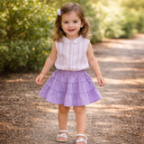 Baby Girls Collar Neck Sleeveless Shirt