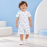 Baby Boys Off White Half Sleeve T-Shirt With Shorts (2Pcs Co-Ord Set)