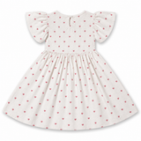 Kid Girls Heart Print Smocked Puff Sleeve Dress