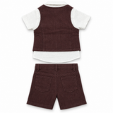 Baby Boys Waist Coat,Shirt With Bow Tie And Shorts(4pcs Set)