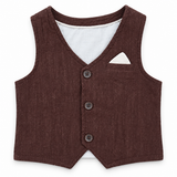 Baby Boys Waist Coat,Shirt With Bow Tie And Shorts(4pcs Set)