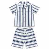 Baby Boys Navy Stripes Safari Shirt With Shorts(2pcs set)