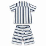 Baby Boys Navy Stripes Safari Shirt With Shorts(2pcs set)