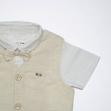 Baby Boys Waist Coat,Shirt With Bow Tie And Shorts Linen Blend Set(4pcs Set)