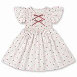 Kid Girls Heart Print Smocked Puff Sleeve Dress