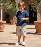 Kids Boys Moroccan Blue Safari Shirt