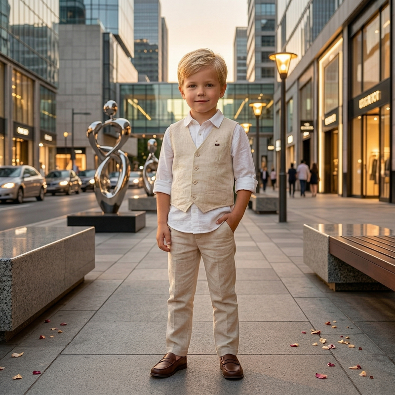 Kids Boys Shirt With Bow Tie,Waist Coat & Pant(4pcs set)