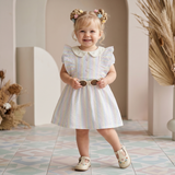 Baby Girls Butterfly Sleeve Peter Pan Collar Dress