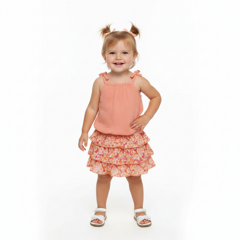 Baby Girls Spaghetti Sleeveless Top & Layered Skirt