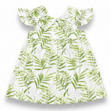 Baby Girls Green Tropical Leaf Print Dress