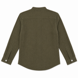 Kids Boys Olive Grandad Collar Roll Up Sleeve Shirt