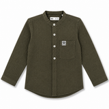 Kids Boys Olive Grandad Collar Roll Up Sleeve Shirt