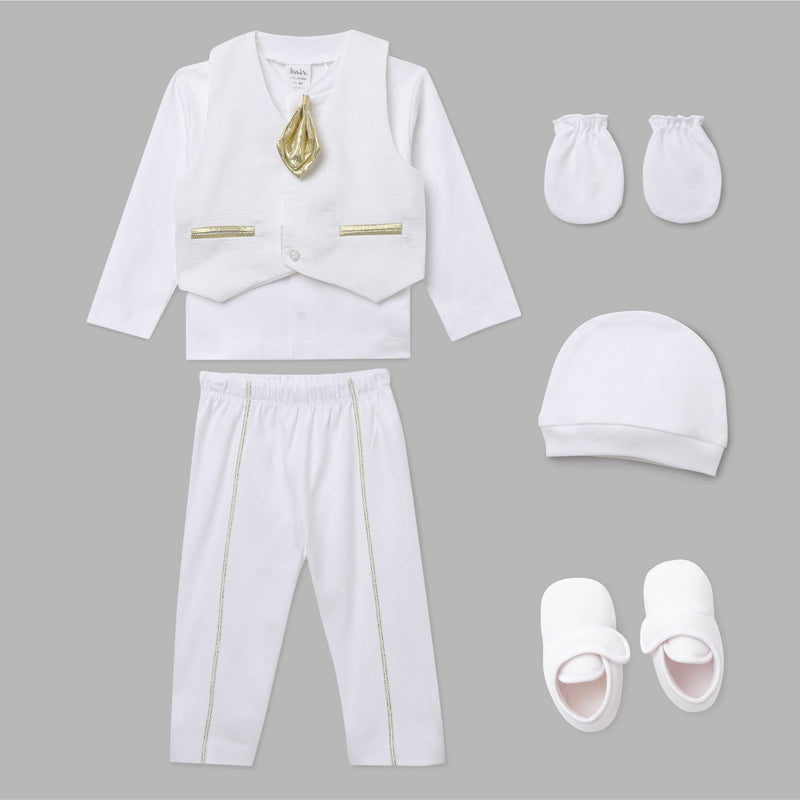 Baby Boys White Party Wear Set(6pcs Gift Set)
