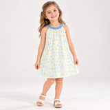 Girls Floral Print Sleeveless A-Line Dress