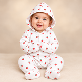 Babies Playful Hooded Full Sleeve Sleepsuit With Mittens