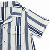 Baby Boys Navy Stripes Safari Shirt With Shorts(2pcs set)