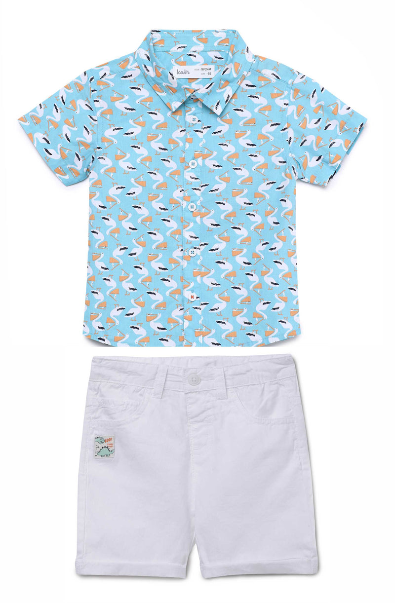 Baby Boys Collar Neck Half Sleeve Printed Shirt