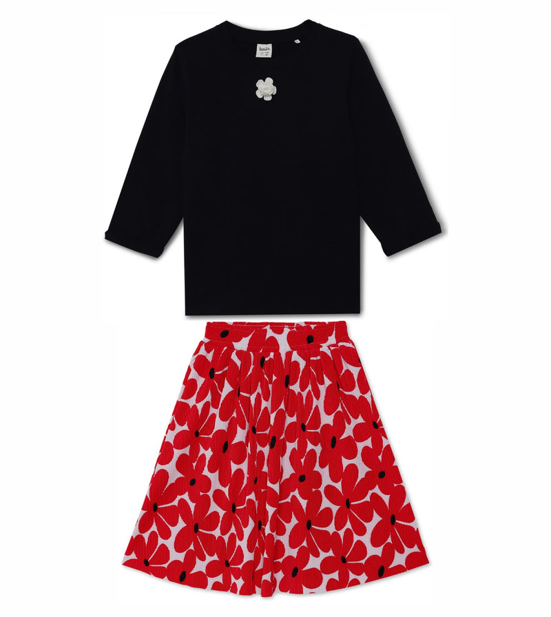 Kid Girls Self Pleated Midi Skirt