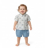 Baby Girls Collar Neck Puff Sleeve Shirt