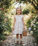 Kid Girls Collar Neck Cap Sleeve Dress