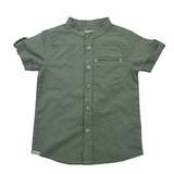 Baby Boys Olive Grandad Collar Half Sleeve Shirt