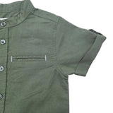 Baby Boys Olive Grandad Collar Half Sleeve Shirt