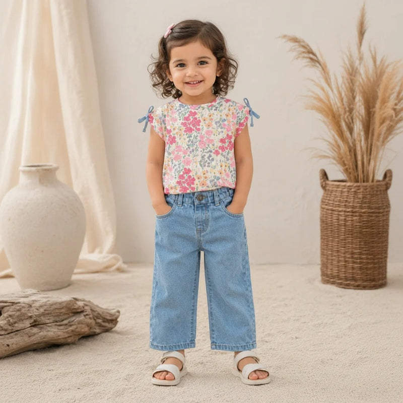 Baby Girls Multicolor Floral Kimono Sleeve Top