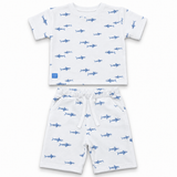Baby Boys Off White Half Sleeve T-Shirt With Shorts (2Pcs Co-Ord Set)