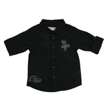 Baby Boys Collar Neck Embroidered Black Shirt