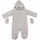 Babies Geometric Print Hooded Sleepsuit With Mittens