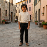 Kid Boys Grandad Collar Neck Full Sleeve Shirt