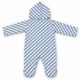 Babies Blue Geometric Print Hooded Sleepsuit With Mittens