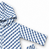 Babies Blue Geometric Print Hooded Sleepsuit With Mittens