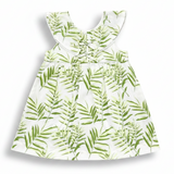 Baby Girls Green Tropical Leaf Print Dress
