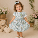 Baby Girls Round Neck Half Sleeve Balloon Dress