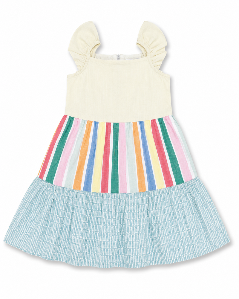 Kid Girls Pastel Rainbow Striped Summer Dress