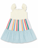 Kid Girls Pastel Rainbow Striped Summer Dress