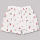 Baby Girls Set Floral Sleeveless Top with Cargo Shorts and Head Band (3Pcs co-ord Set)