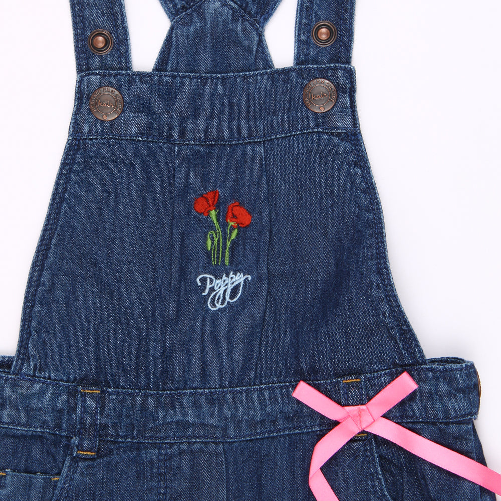 Baby Girls Embroidered Denim Playsuit