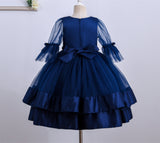 Kid Girls Decorative Fluted Sleeve Party Wear Dress