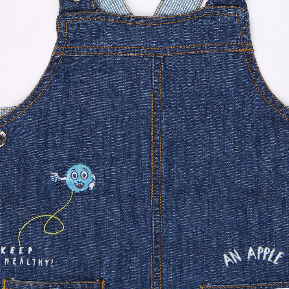 Baby Girls Embroidered Denim Pinafore Dress