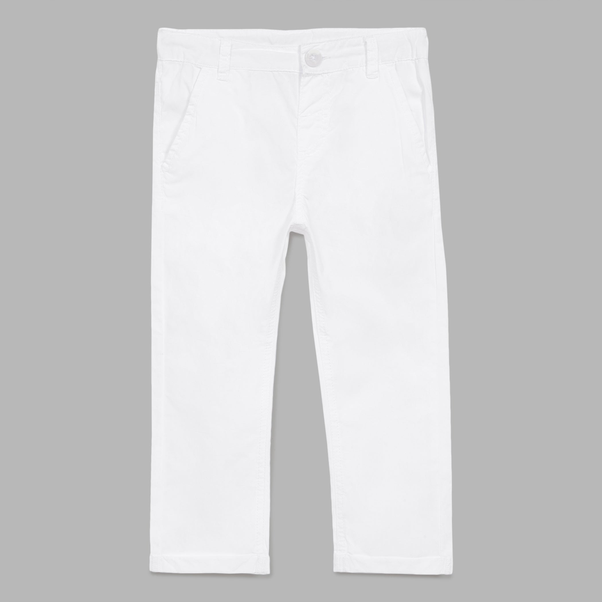 Cotton White Plain School Trousers Waist Size 2634