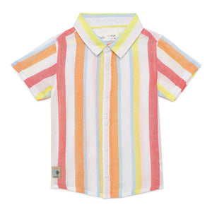 Baby Boys Collar Neck Half Sleeve Striped Shirt